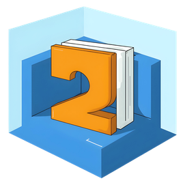 colorful illustration of a large number two, standing in a room