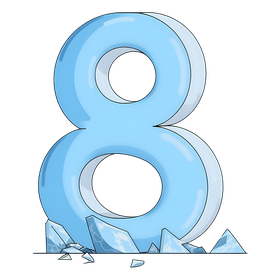 colorful illustration of a large number eight in glass